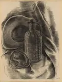 George Grosz, Still life with bottle and hat