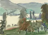 Haus am See by Erich Heckel, 1949, Watercolour over preparatory pencil drawing on ivory-coloured wove paper, offered May 2017