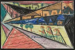 Landschaft, konstruktivistisch by Adolf Hölzel, Circa 1920, Coloured chalks, charcoal and graphite on envelope, offered May 2017