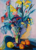 Andreas Jawlensky, Frühlingsblumen, 1959, Oil on fibreboard