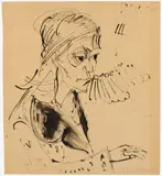 Frauenbildnis (Erna Schilling) by Ernst Ludwig Kirchner, 1915, India ink drawing, washed, on firm drawing paper 47 x 42.1/, sold May 2017