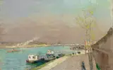 Albert Lebourg, Quai de la Seine à Bercy, matin de printemps, Oil on canvas, old relining