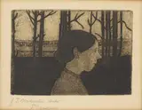 Paula Modersohn-Becker, Bildnis einer Bäuerin (Mädchen mit Nase), 1900-1902, Etching on wove paper