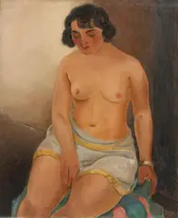 Harmen Meurs, Sitzender Halbakt, 1932, Oil on canvas