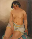Harmen Meurs, Sitzender Halbakt, 1932, Oil on canvas