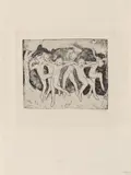 Emil Nolde, Waldkinder, 1911, Etching on ivory-coloured laid paper with watermark "Holland"