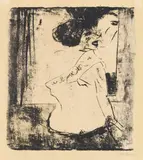 Max Pechstein, Vor dem Spiegel, 1910, Colour lithograph in black, grey and yellow on smooth paper
