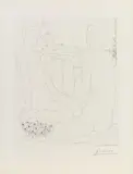 Pablo Picasso, Trois Femmes nues et une Coupe d'Anémones, 1933, Etching on laid paper with watermark by Montval