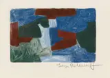 Serge Poliakoff, Composition bleue, verte et brune, 1968, Colour etching on ivory-coloured, slightly textured wove paper