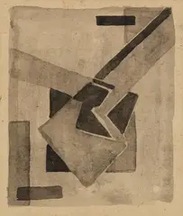 Alexander Rodtschenko, Untitled, Pencil and watercolour on chamois-coloured drawing paper