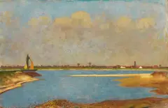 Carl Schmitz-Pleis, Frühlingsmorgen am Niederrhein, ca. 1915-1920, Oil on canvas