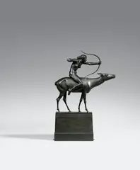 Georg Wrba, Diana auf der Hirschkuh, 1899, Bronze Overall