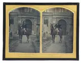 Wilhelm Schneider, Man on horse, 1860, Stereo daguerreotype in parts hand tinted. Each image