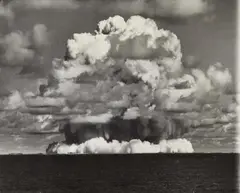 Atomic bomb test, July 25, 1946, Bikini Lagoon by Associated Press Photo, 1946, Vintage ferrotyped gelatin silver print, sold May 2017
