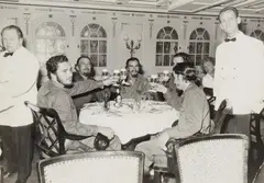 Theodor Bedburdick, Che Guevara, Fidel and Raoul Castro on bord the 'Berlin', 1959, Vintage gelatin silver print on Agfa paper (photo postcard)