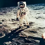 Nasa, Astronaut Edwin E. Aldrin Jr. walks on the surface of the Moon, Apollo 11, 1969, Vintage, chromogenic print on Kodak paper