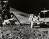 Nasa, Apollo 10 - Earthrise. Apollo 15 - James B. Irwin with Lunar Roving Vehicle, 1969. 1971, 2 ferrotyped gelatin silver prints
