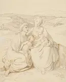 Mary and Elisabeth with Christ and John the Baptist by Gustav Heinrich Naecke, Brown and grey ink over pencil on paper, offered May 2017