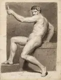 François-Joseph Navez, Study of a Male Nude, Black chalk on laid paper