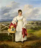 Philipp Heinel, Portrait of an Elegant Lady in a Landscape, Oil on canvas