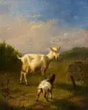 Eugène Verboeckhoven, Landscape with Two Goats