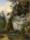 Rock Formation by a Stream by Friedrich Gauermann, Oil on paper, mounted on panel, sold May 2017