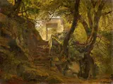 Heinrich Bürkel, Italian Mountain Landscape, Oil on paper, laid on canvas