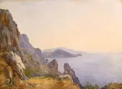 Carl Morgenstern, View of Capri with the Arco Naturale, Oil on paper, mounted on canvas