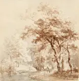 Barend Cornelis Koekkoek, A Rider in a Wooded Landscape