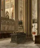 Carl Emanuel Conrad, View of Cologne Cathedral Kreuzkapelle with the Grave Monument of Engelbert von der Mark, Oil on panel