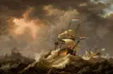 Johannes Herman Barend Koekkoek, Ships on Rough Seas, Oil on canvas