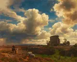 Landscape in the Campagna with a Gathering Storm (Villa Gordiani at the Via Prenestina near Rome) by Oswald Achenbach, Oil on canvas (relined), sold May 2017