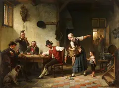 The Card Players by Charles Meer Webb, Oil on canvas, sold May 2017