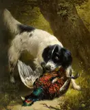 Henriëtte Ronner-Knip, Hunting Dog with a Pheasant
