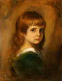 Franz von Lenbach, Portrait of a Young Girl, Oil on card