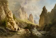 Mountainous Landscape by Albert Rieger, Oil on canvas, sold May 2017