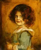 Franz von Lenbach, Portrait of a girl, Oil on card