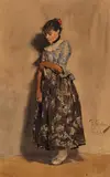 Franz Skarbina, Standing Young Lady with a Fan