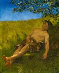 A Sleeping Shepherd by Hans Thoma, Oil on canvas, sold May 2017
