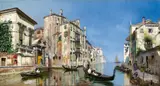 View of a Venetian Canal by Francesco Bruneri (Francesco Brunery (Bruneri)), Oil on canvas (relined), sold May 2017