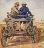 Hugo Mühlig, The Horse Cart, Watercolour