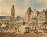 Carl Rüdell, Trier Market with a View of Saint Gangolph