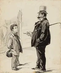 Ludwig Manzel, The Horse Owner and his Jockey, Black ink and was