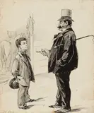 Ludwig Manzel, The Horse Owner and his Jockey, Black ink and was