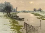 Snowy River Landscape on the Lower Rhine by Max Clarenbach, Oil on canvas, sold May 2017