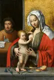 studio of Joos van Cleve, The Holy Family, Oil on panel, laid down on a newer panel