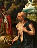attributed to Pieter Coecke van Aelst, Saint Jerome, Oil on panel (parquetted)