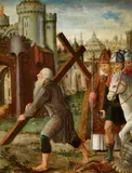 Flemish School 16th century, Emperor Heraclius Enters Jerusalem with the True Cross, Oil on panel (parquetted)