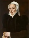 Adriaen Thomasz. Key, Portrait of a Lady holding a Gold Necklace, Oil on panel