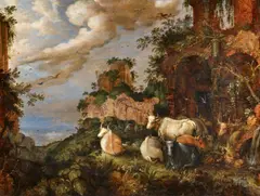 Roelant Savery, Cattle Before Ancient Ruins, Oil on panel